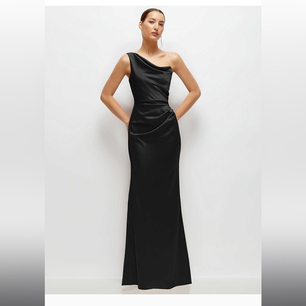 Dessy Elegant One Shoulder Black Evening Gown NWT size 2